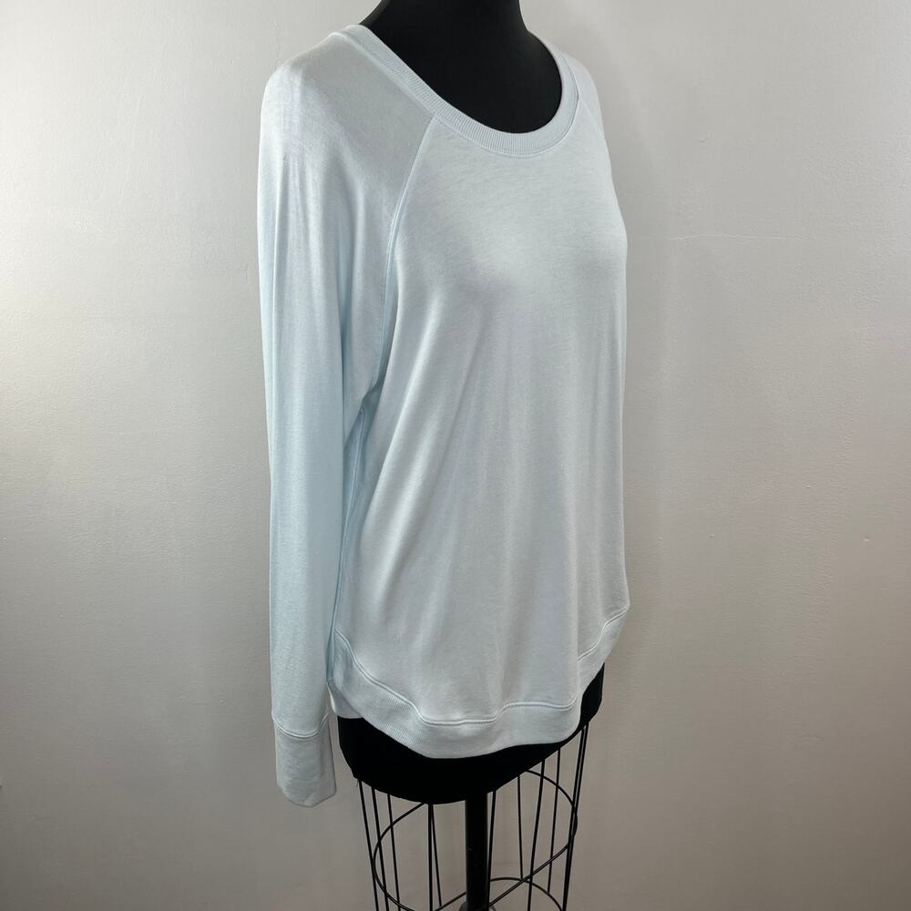 ATHLETA Light Blue Long Sleeve Scoop Neck Mindset Modal Pullover Sweatshirt Sz L - Picture 2 of 8